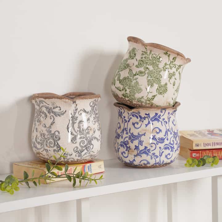 Antique Painted Tulip Flowerpot