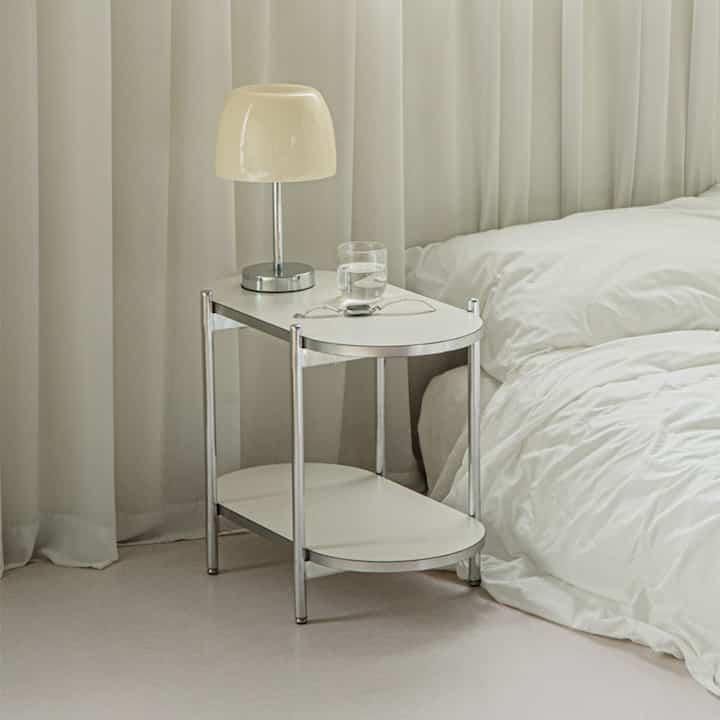 Mid-Century Round Two-Tier Side Table