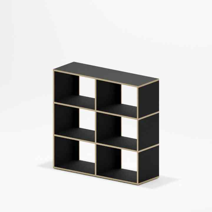 HPL バーチ無垢材 ユニットシェルフ 幅1200・3段（ブラック）［3サイズ］