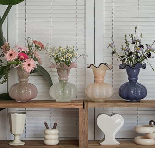 BLOOM ガラス フラワーベース［4色］