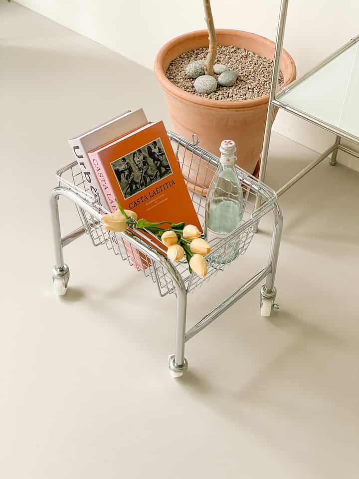 ステンレス バスケット キャスター付きトロリー