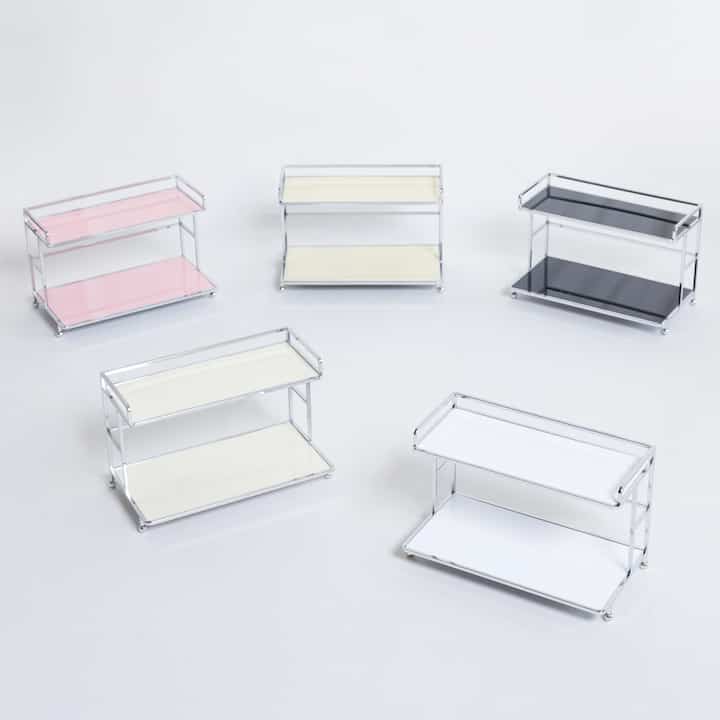 モジュール 2段ガラス ミニラック[5色・3サイズ]