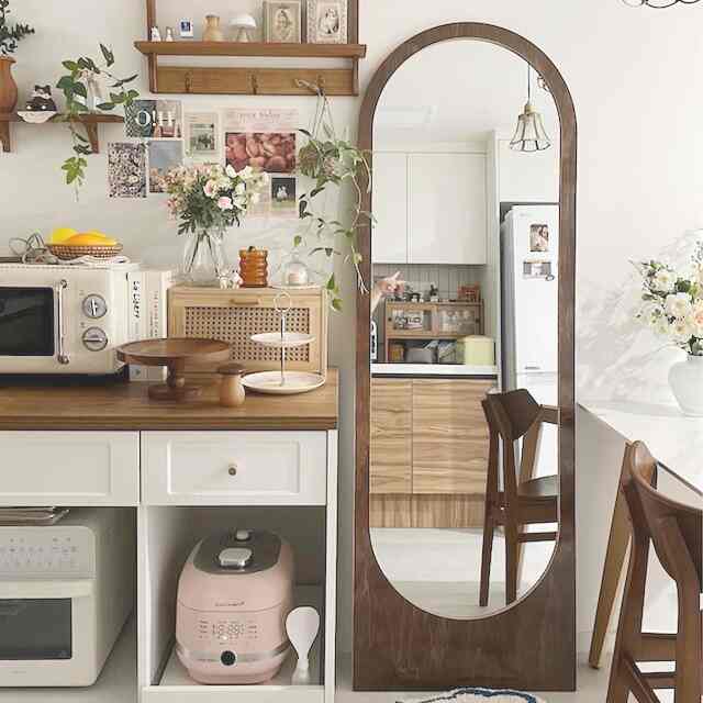 MY FOReT ウッド スタンディング アーチ型 全身鏡［2色］