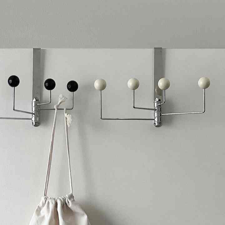 ウッドボール 回転式ドアフック（穴あけ不要・4連）［5色］