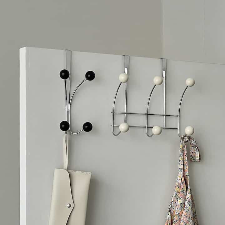 ウッドボール ドアフック 4連［5色］