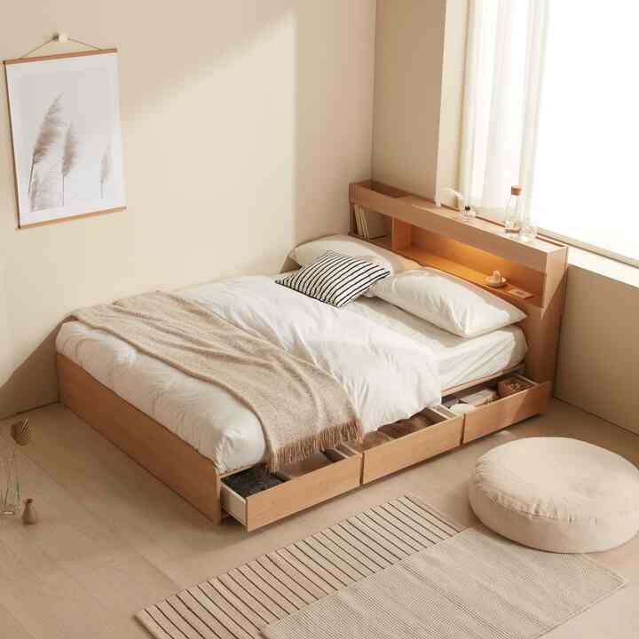 Daisy LED 収納付きベッド［2種・2サイズ］