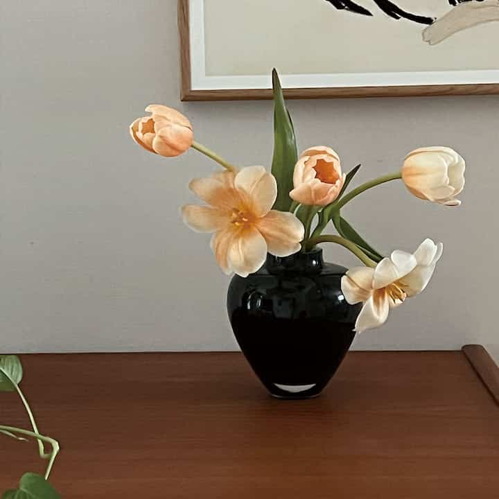 ブラック ミニガラス クレア花瓶