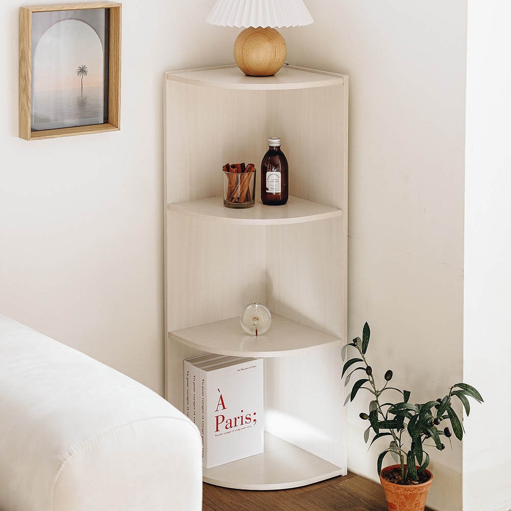 IRIS 3段 コーナーラック ホワイト ホワイト 加工木材 幅 41cm 高さ