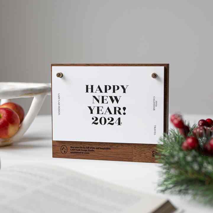 【Lazylab】 2024 ウッド 卓上カレンダー