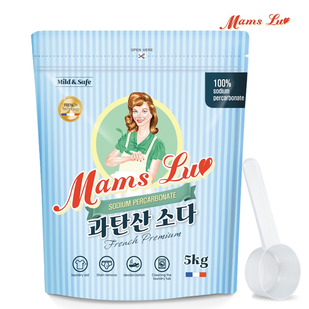 오늘의집 맘스럽 과탄산소다 파우치 5kg + 스푼 1개 프렌치 프리미엄 산소계표백제