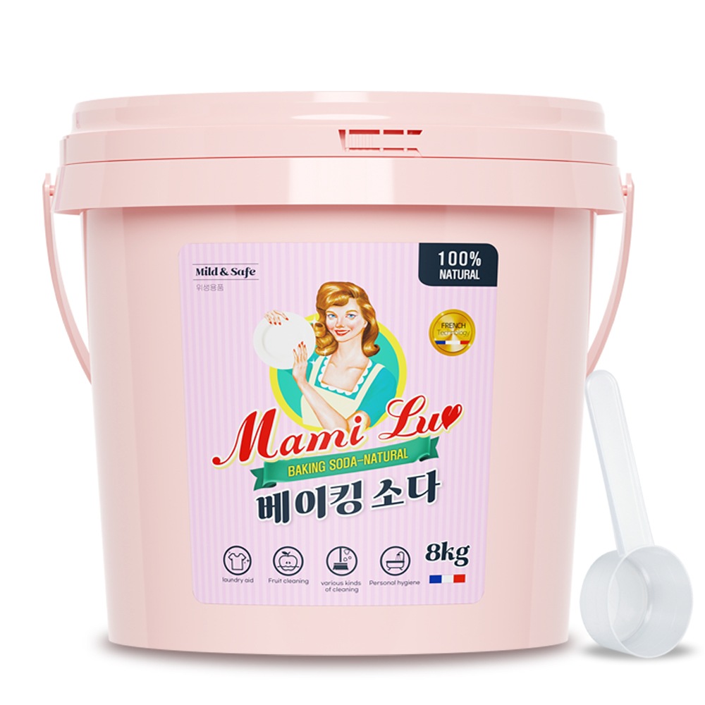 오늘의집 맘스럽 베이킹소다 버킷 8kg+스푼1개 프리미엄 다목적 세정제 대용량 천연세제