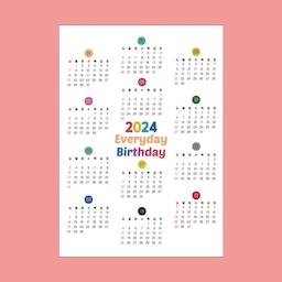 2024 해피투데이 연간 캘린더 A3 포스터 Everydaybirthday