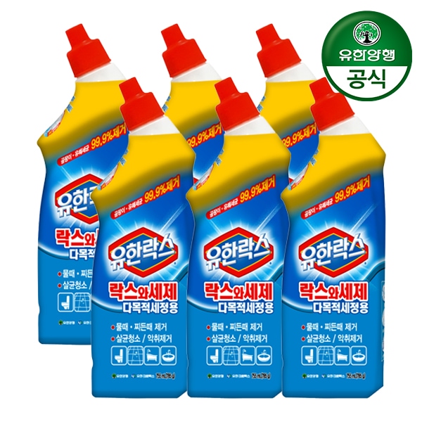 유한양행 유한락스 락스와세제 다목적세정용 755ml 6개