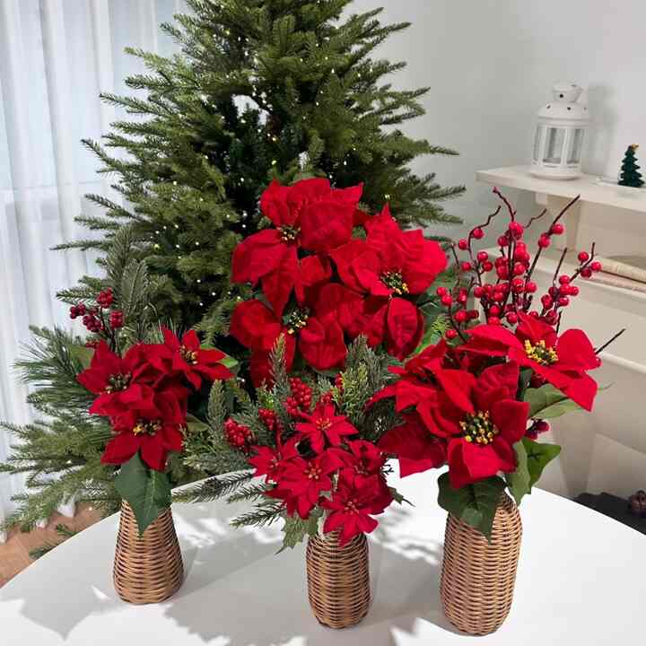 ベルベットポインセチア 造花［4サイズ］
