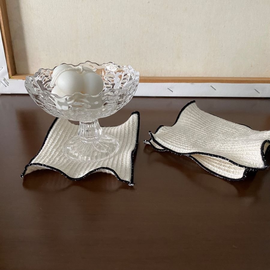 목화베리 패브릭컵받침 티코스터 와플면 블랙포인트