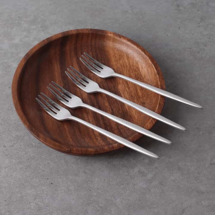 HELIO 韓国産ステンレス304 ティースープン・フォーク 4個セット シルバー・無光［2種］