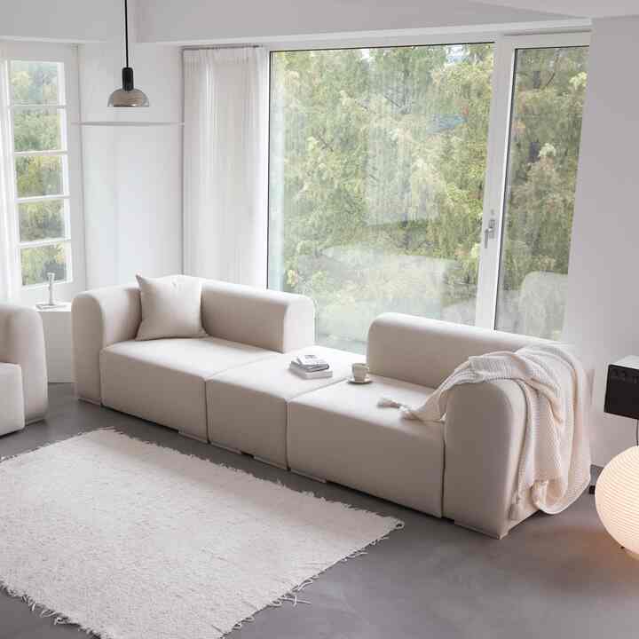 pudding モジュール 3.5人掛けファブリックソファ［8色］