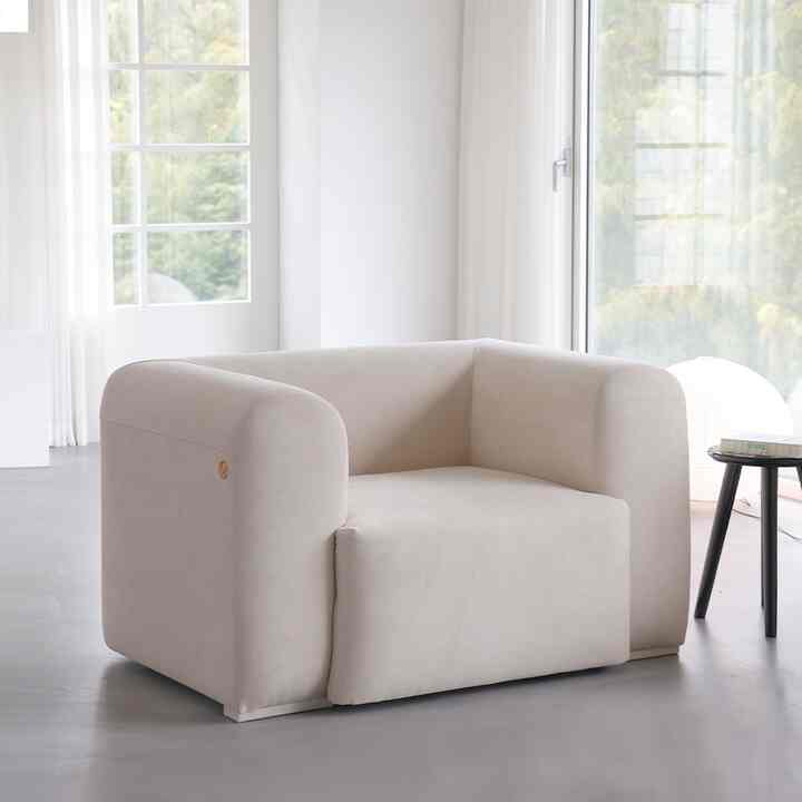 pudding モジュール 1人掛けファブリックソファ［8色］