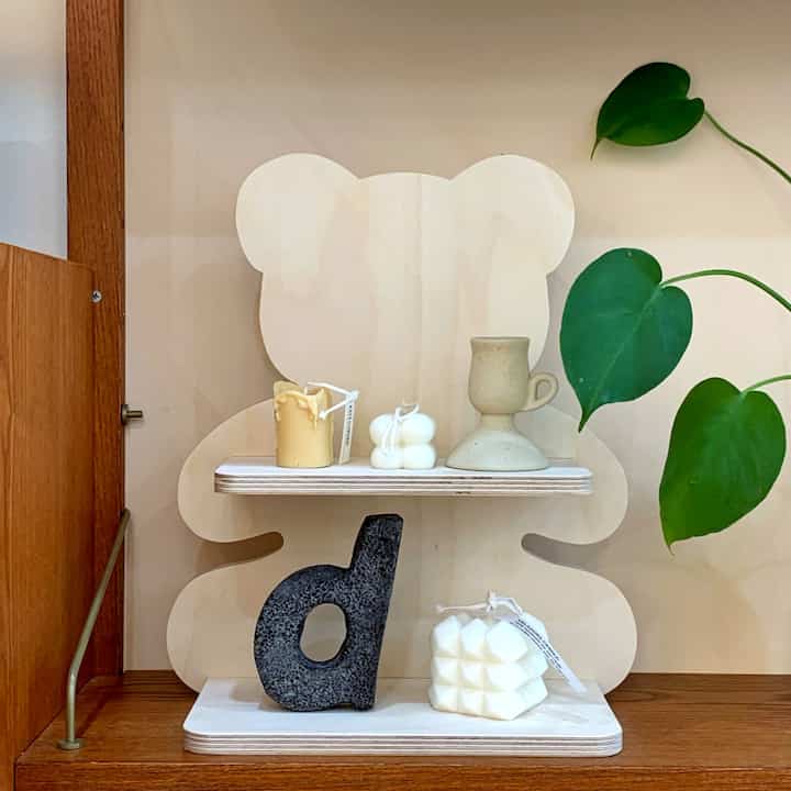 ベア ウッド 原木 2段 収納 くまさん