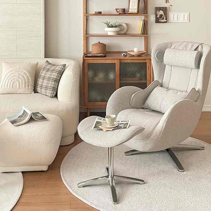 New Classic ファブリックマッサージチェア（ラグ＆クッション付き）