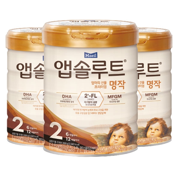 앱솔루트 명작 2FL(HMO) 분유 2단계(6~12개월) 800g 3캔 가격 비교 매일유업 앱솔루트 명작 2FL(HMO) 분유 2단계(6~12개월) 800g 3캔