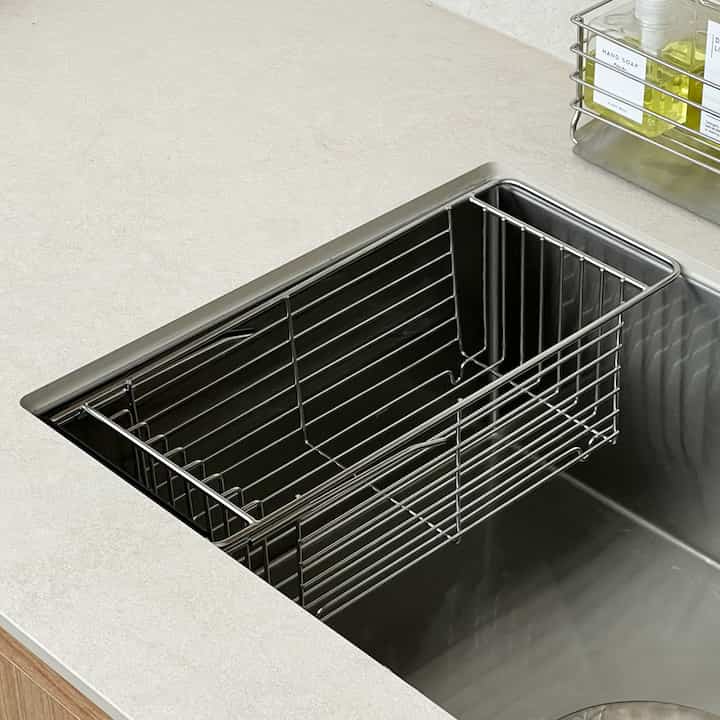 ステンレス304製 伸縮式 シンク内水切りラック［2サイズ］