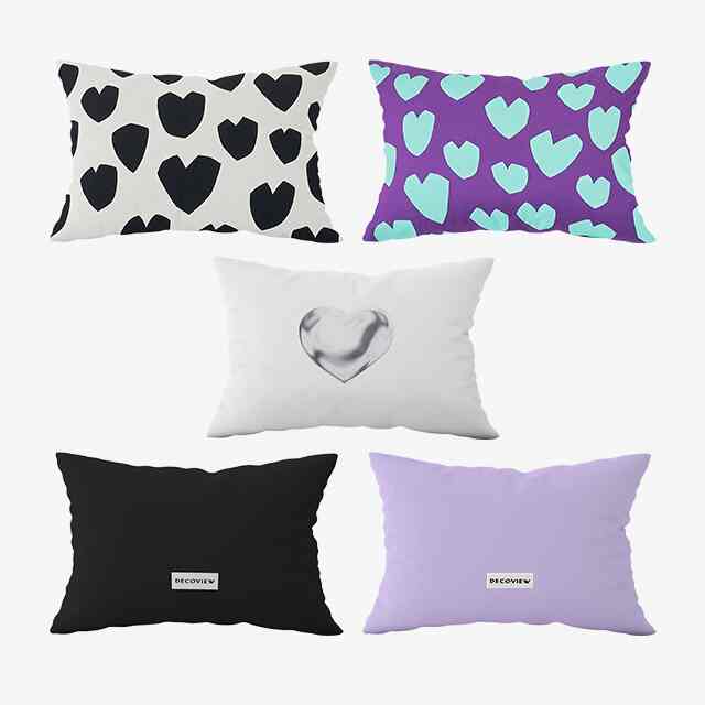 ミッドセンチュリー コットン ハート 枕カバー［5色］