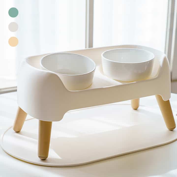 犬猫兼用 フード＆ウォーターボウルセット テーブル付き［3色］