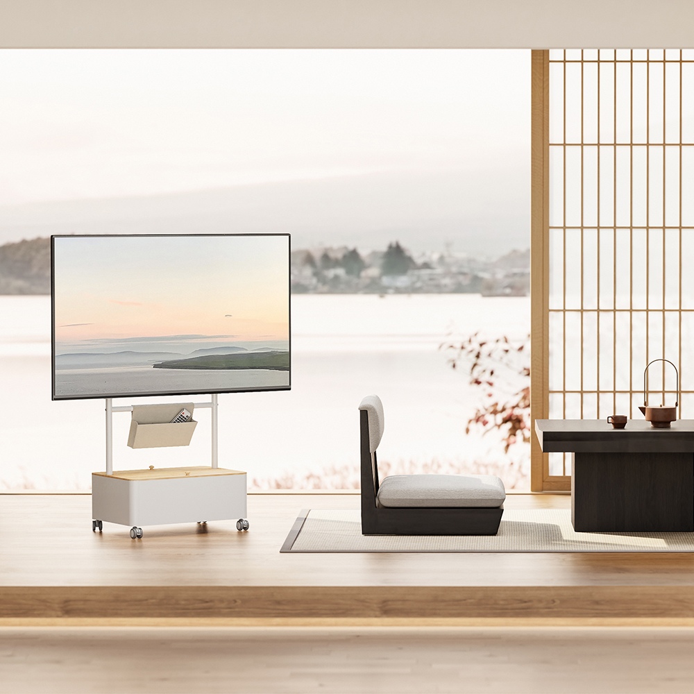 엔산 FD-01 화이트 블랙 LG 삼성 TV 스탠드 이동식 서랍 수납 선반 거치대 - 최저가 145,900원