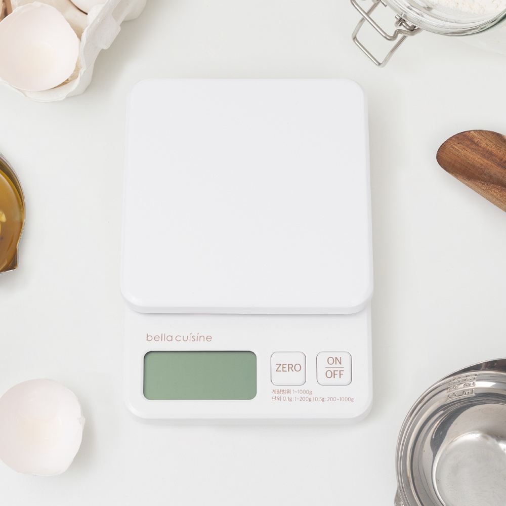 벨라쿠진 화이트 주방 전자 저울 1kg