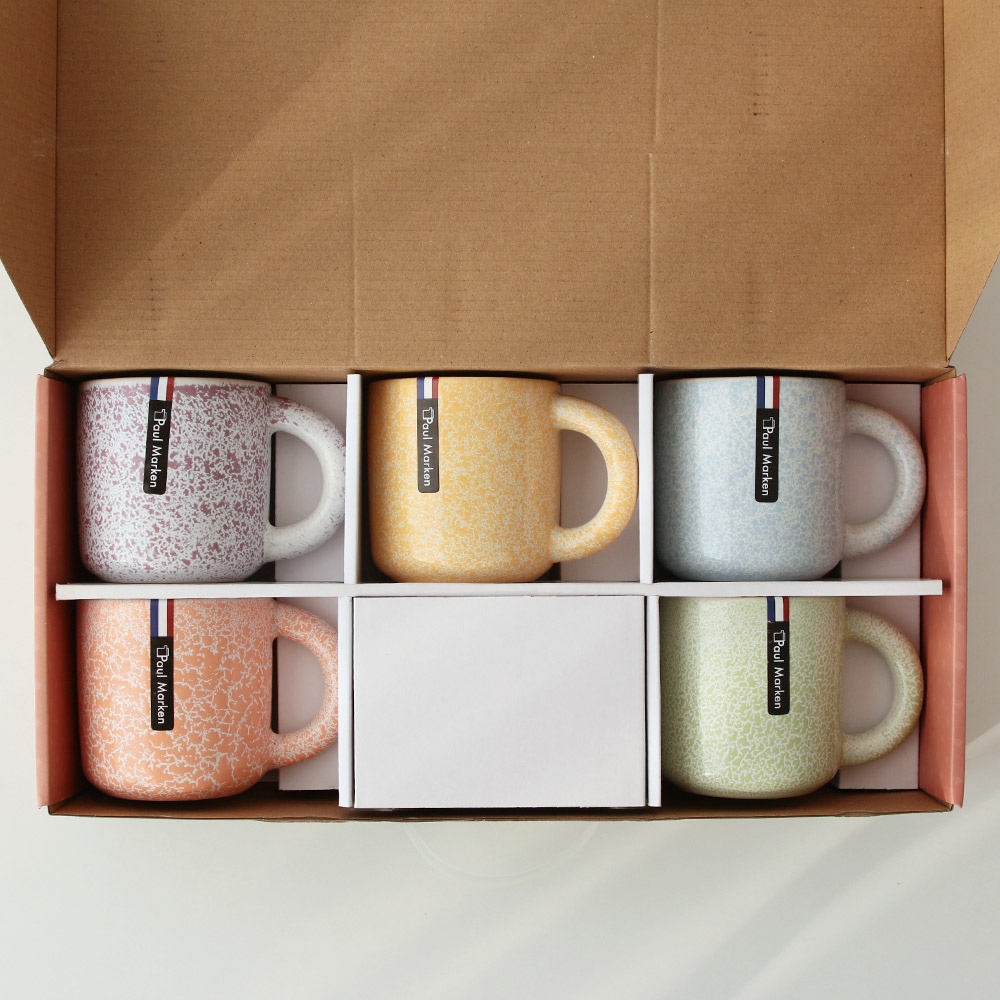 스마일연구소 하우키친 도자기 머그컵 점박이컵 5개 세트 (선물박스 포함)