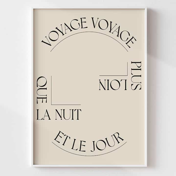 フランス語レタリング インテリアポスター_ voyage B［5サイズ］