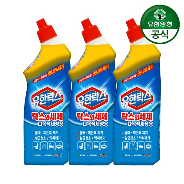 유한양행 유한락스 락스와세제 다목적세정용 755ml 3개