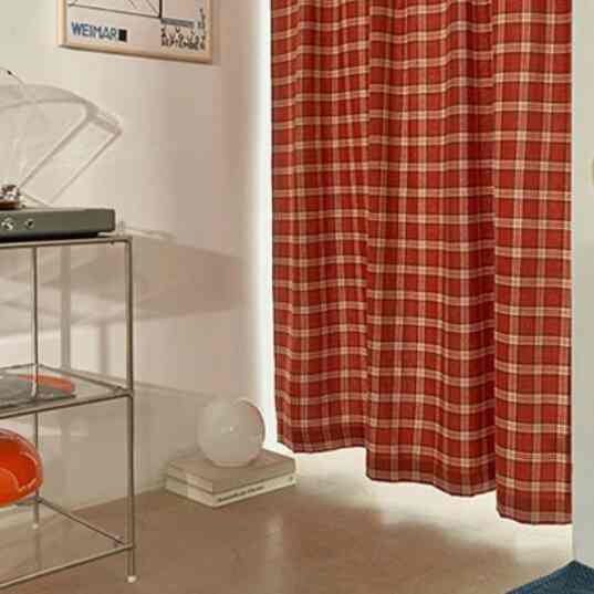 レッドチェック 裏起毛カーテン