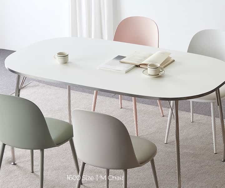 SERO HPL ホワイト シルバー エッジ 楕円形テーブル［2サイズ］