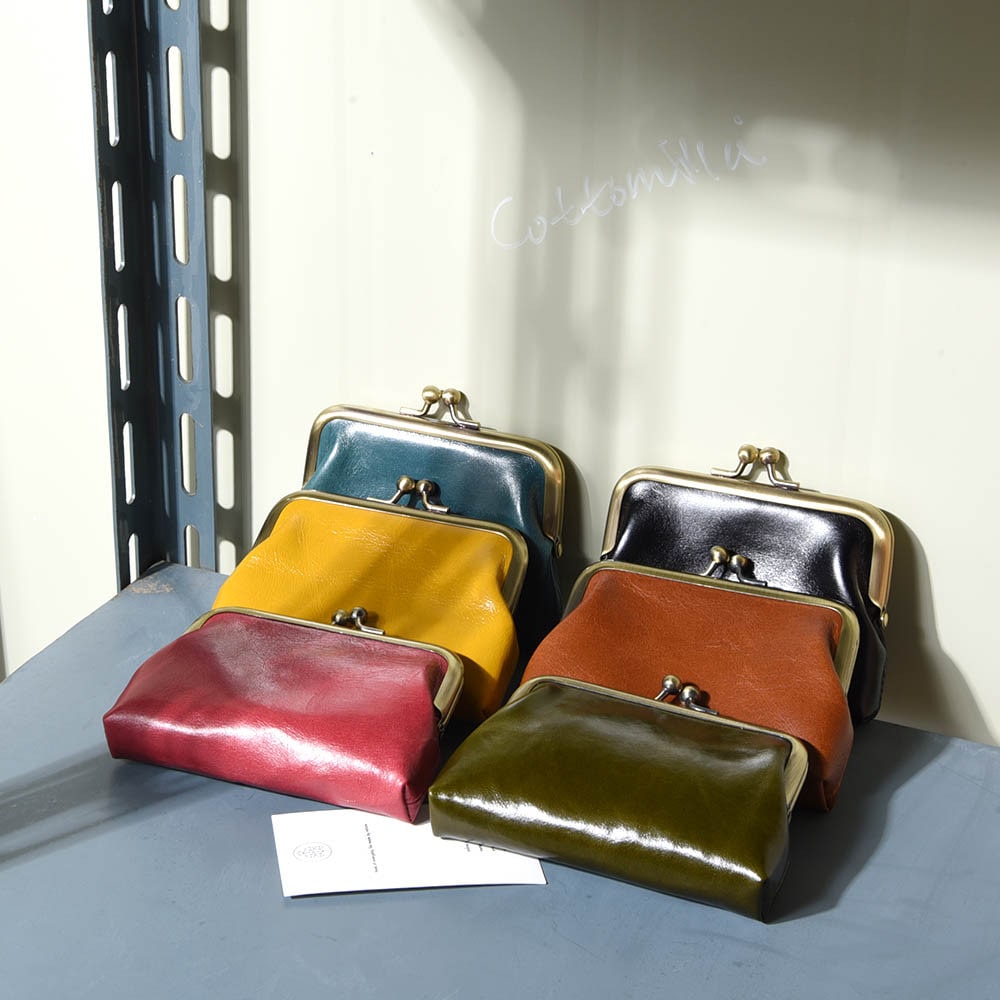 소가죽 미니 똑딱이 동전 지갑 코인 파우치 7colors