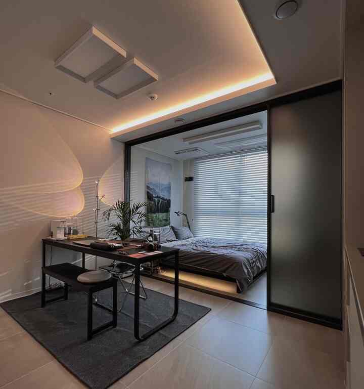 🇰🇷 1DKで一人暮らし！無機質なインテリアと照明に注目