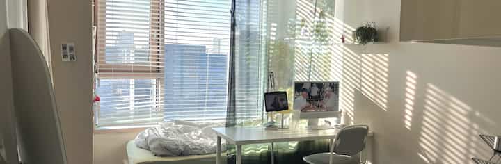 🇰🇷 カーテンでワンルームの空間分け、隠す収納で生活感をなくす