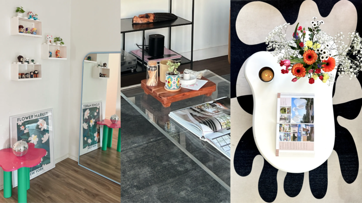 Chic coffee and side tables styled in 3 small homes