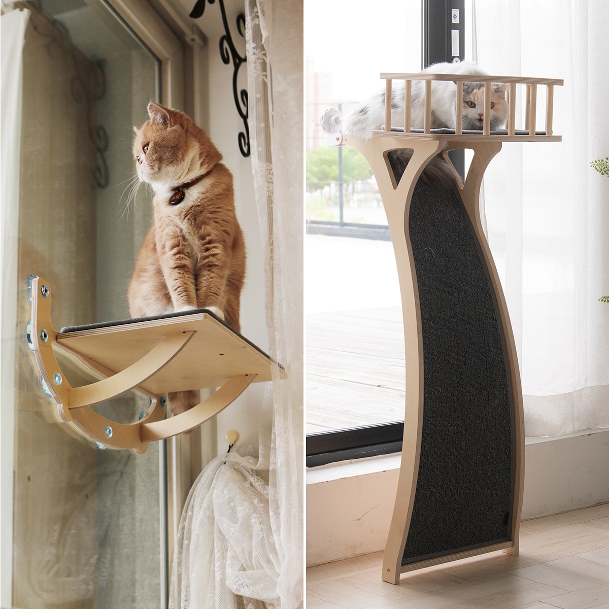 모넬로 (1+1) 라푼젤+캣워크 베란다 윈도우 원목 캣타워