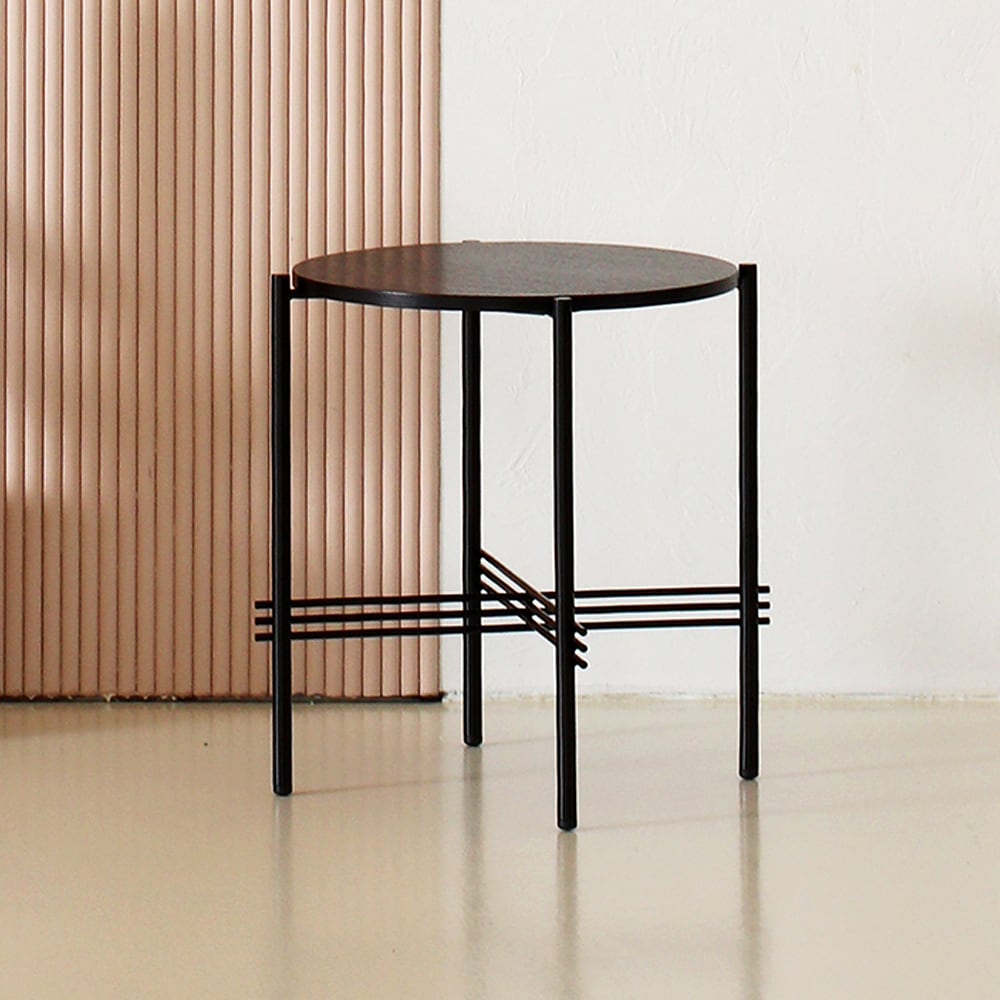 벤티스가구 데온 원형 사이드 테이블 소파 거실 미니(500/블랙)