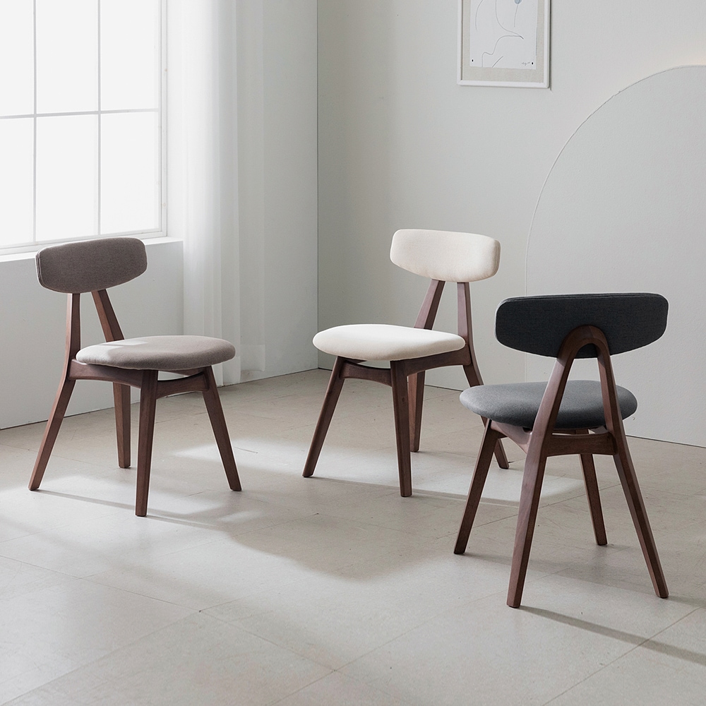 벤티스가구 데온 고무나무 원목 패브릭 의자 식탁 체어(브라운)