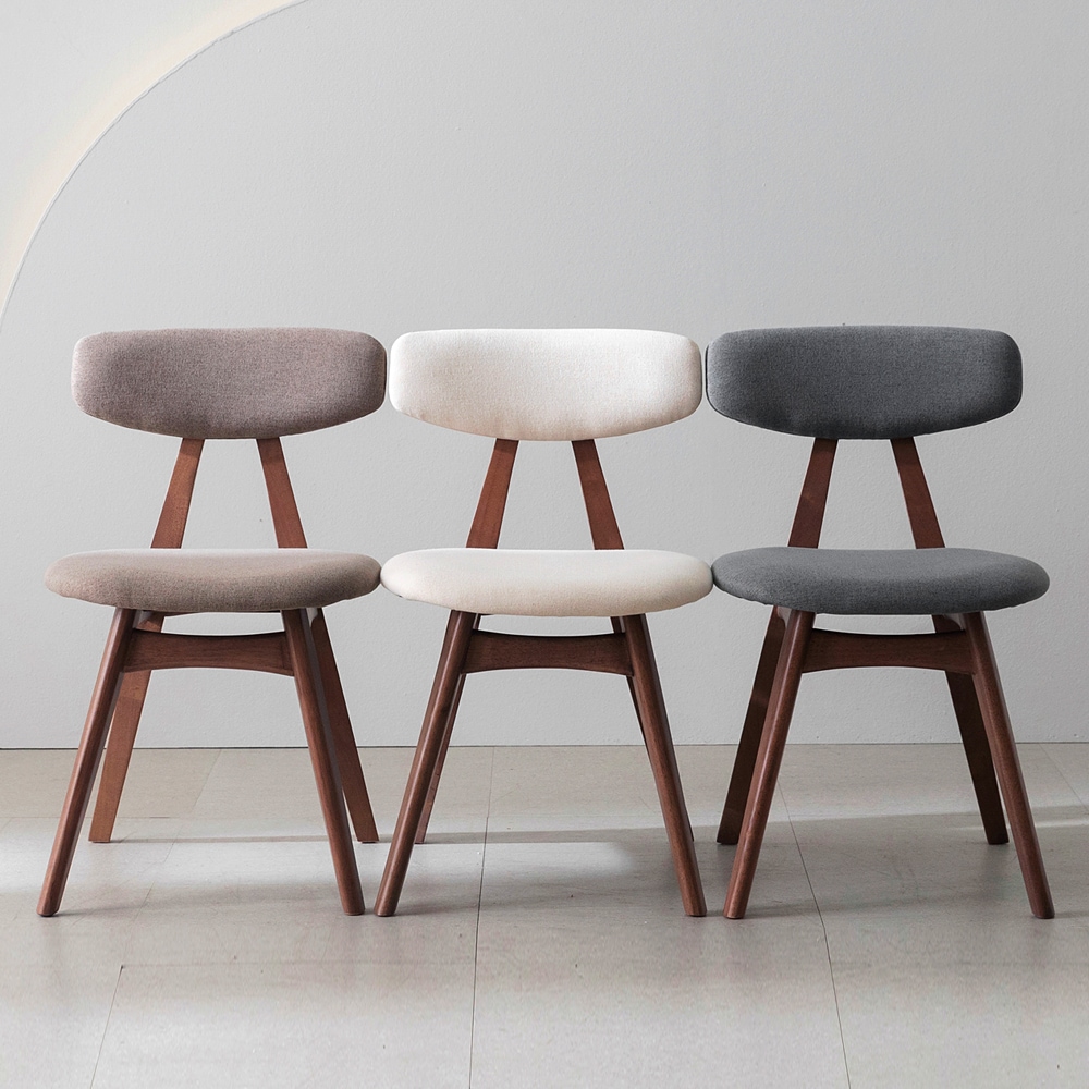 벤티스가구 데온 고무나무 원목 패브릭 의자 체어(크림베이지)