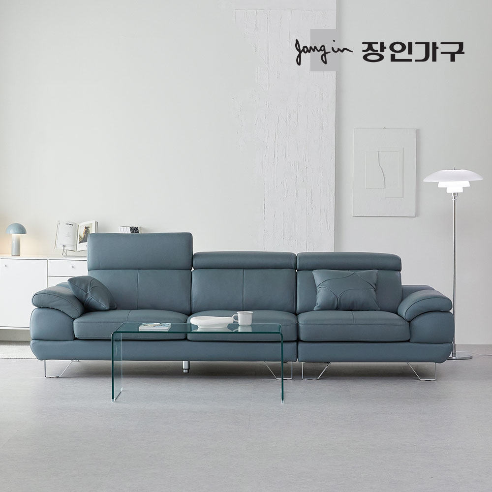 장인가구 베스테 천연면피 가죽 4인 소파 