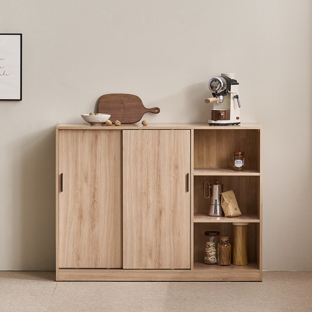 [신상품] 장인가구 아망드 슬라이딩 1200 주방 선반 수납장 그릇 장식장 홈카페장