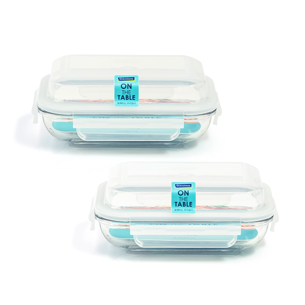 글라스락 온더테이블 직사각 350mL 2조세트