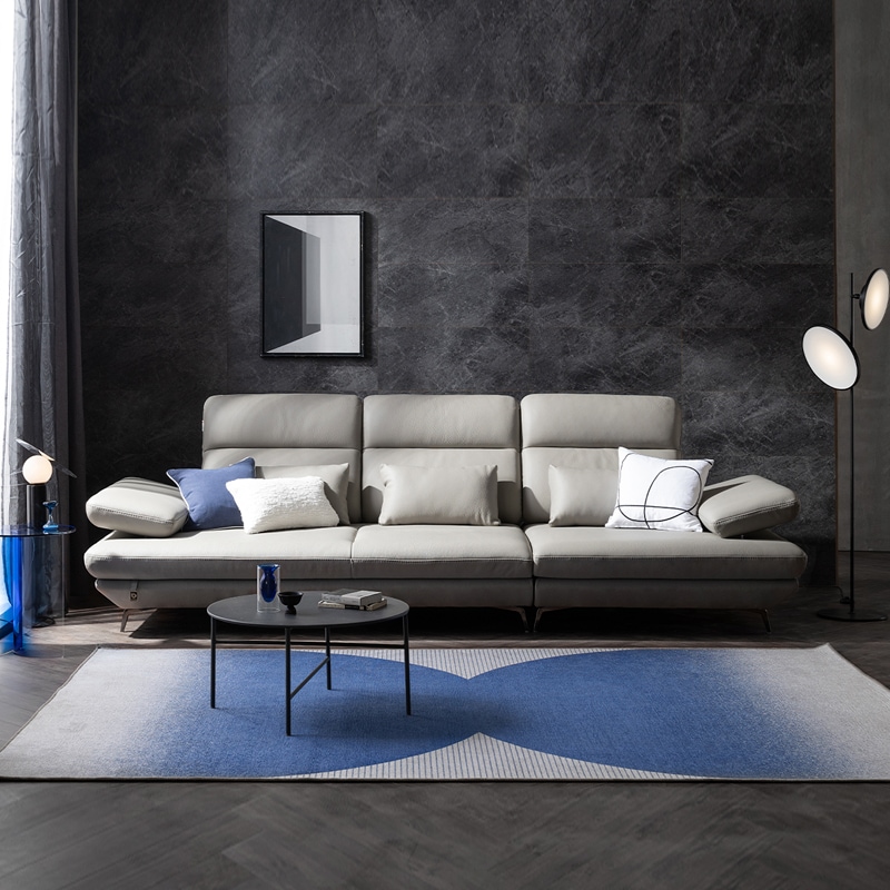 다우닝 플랫b 4인 스윙 전체 통가죽 소파+스툴 