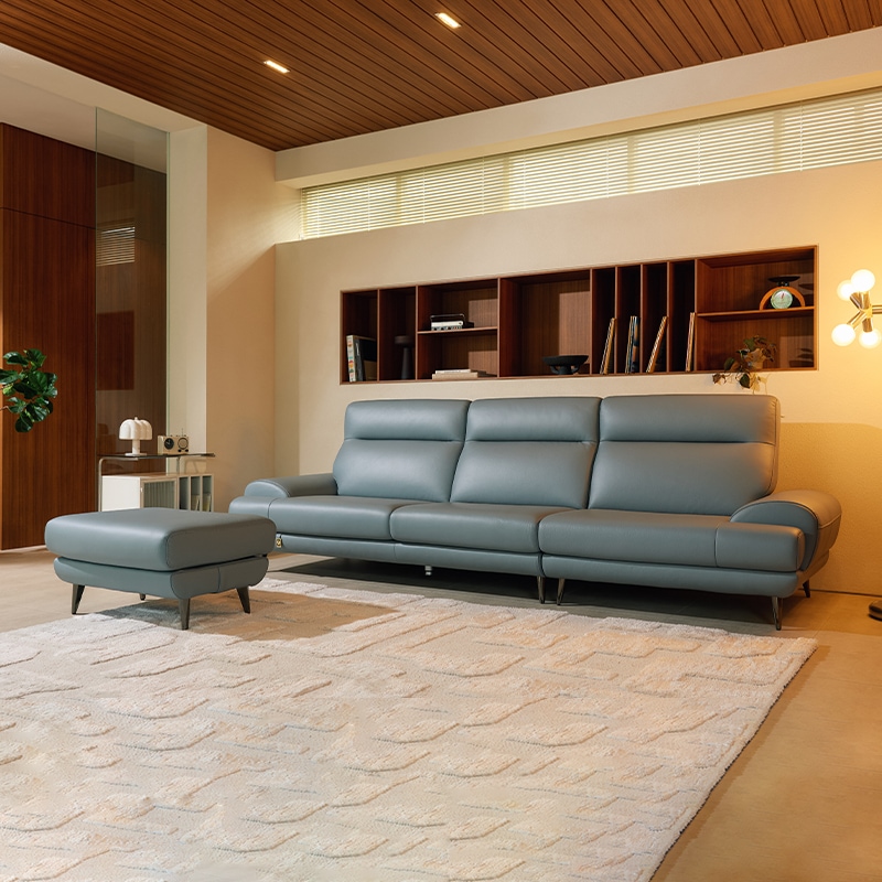 다우닝 클로 4인 전체 천연가죽 소파+스툴 