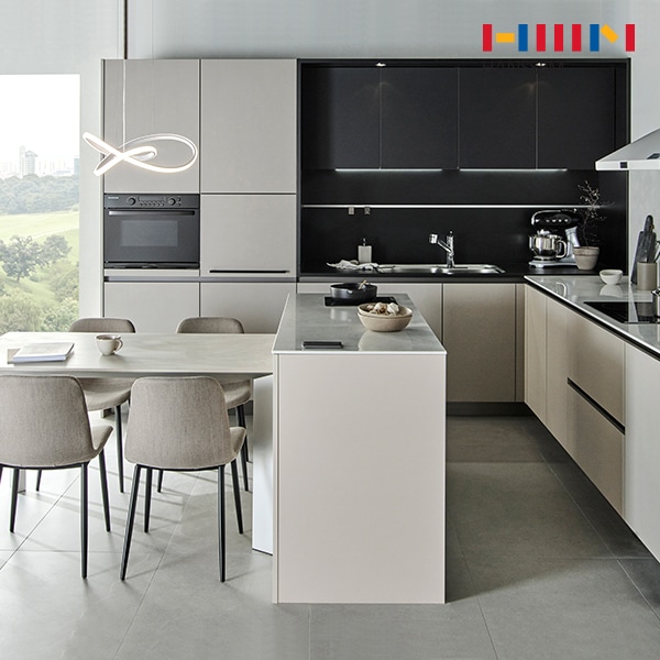 한샘 유로300 레더 주방 싱크대 시공 - 기본/ㄱ자/4.3-4.7m이하 