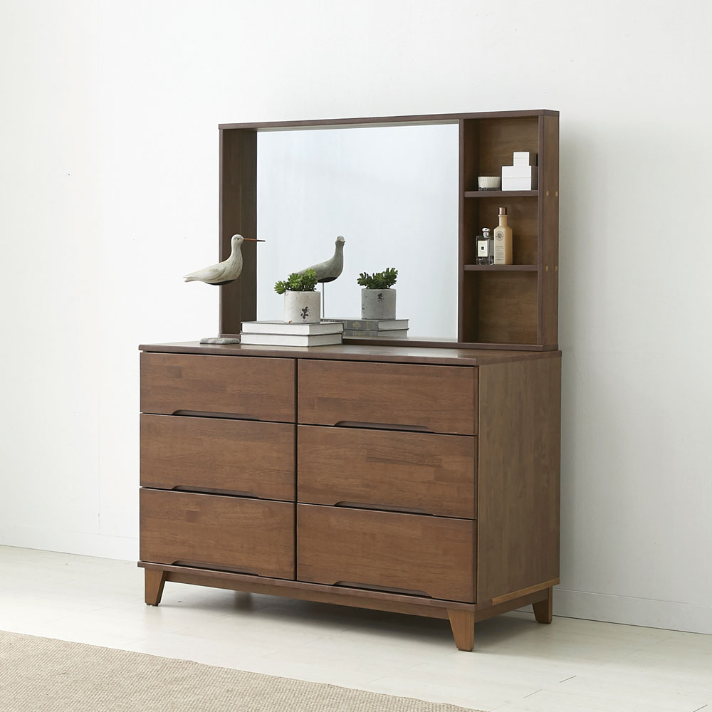 사사가구 시에라 고무나무원목 6칸 3단와이드 서랍 화장대 